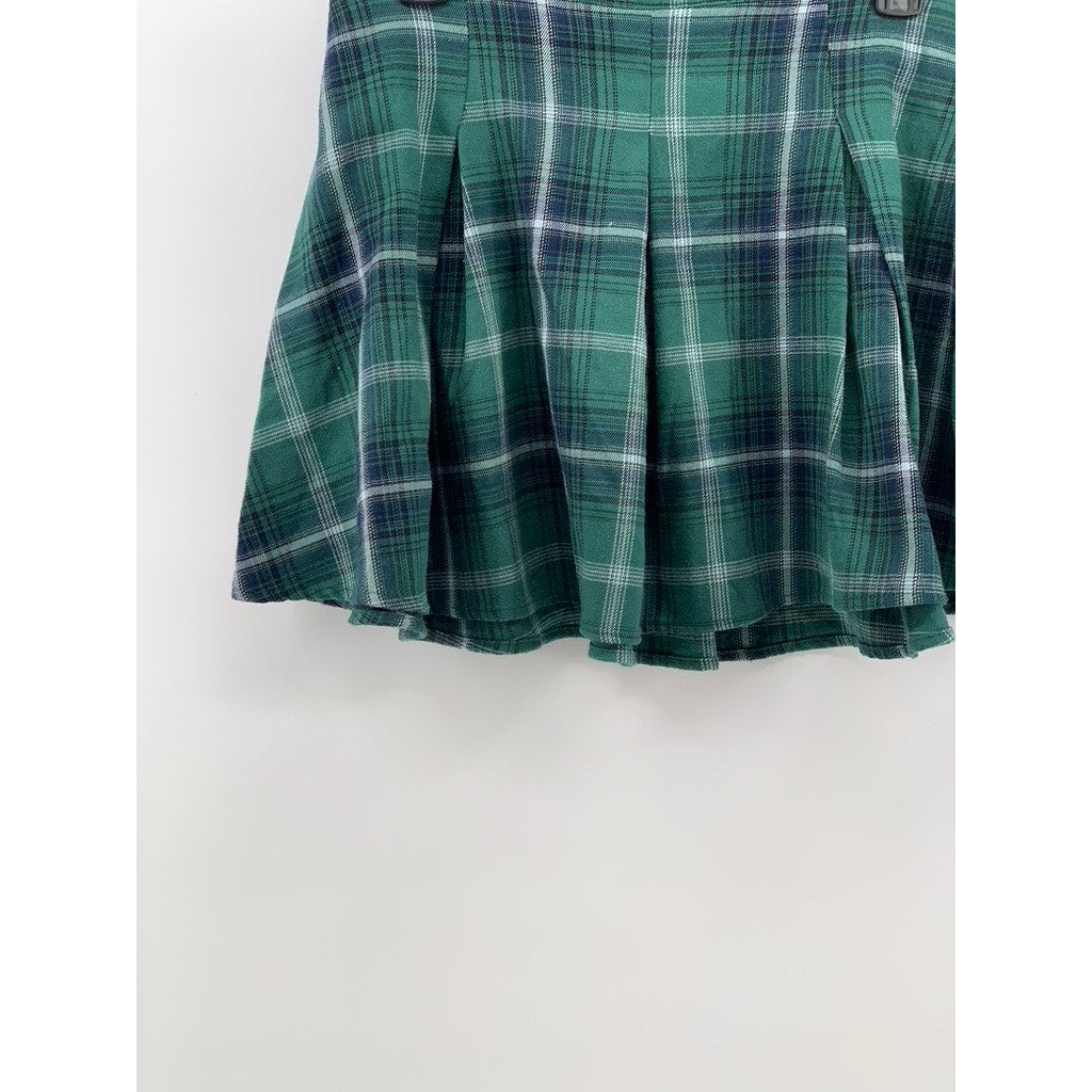 SO GOODS FOR LIFE Women's Black-Green Plaid Mini Skirt SZ 9