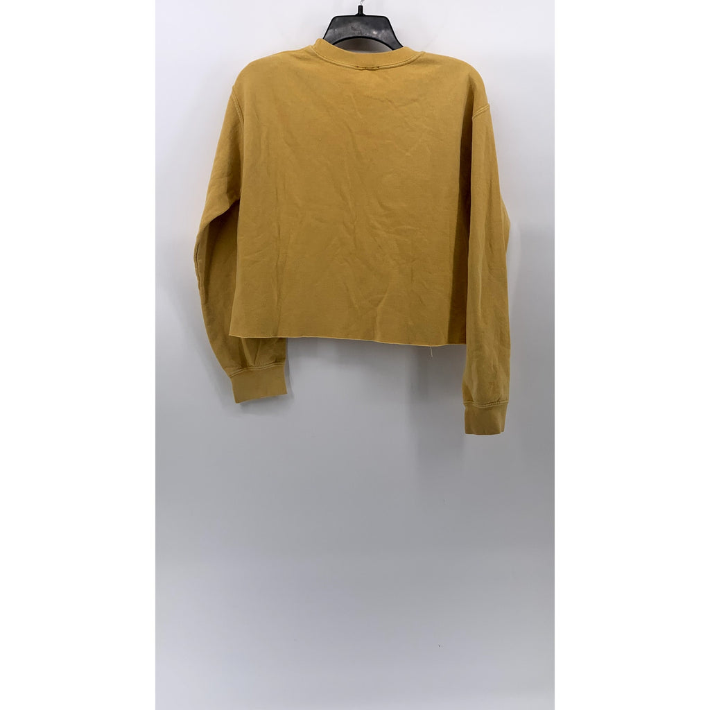 TOPSHOP Women's Mustard Yellow Soulmate Logo Crewneck Long Sleeve Sweatshirt SZS