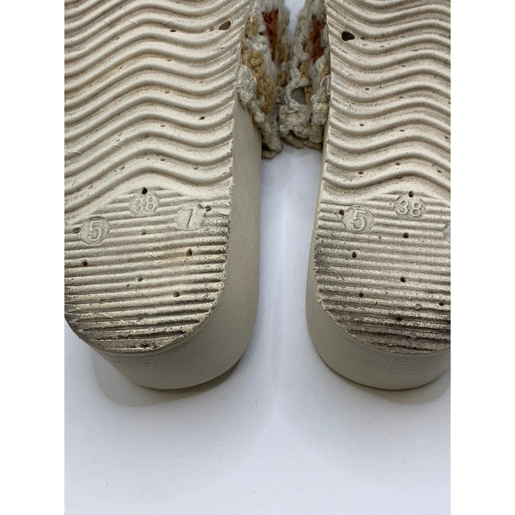 DIRTY LAUNDRY Women's Beige Knit Worble Slip-On Wedge Sandals SZ 7