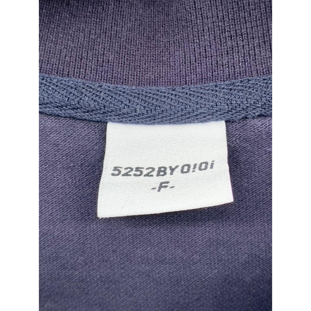 5252 BY OI OI Women's Navy Patch Logo Short Sleeve Cropped Polo Top SZ F/OS