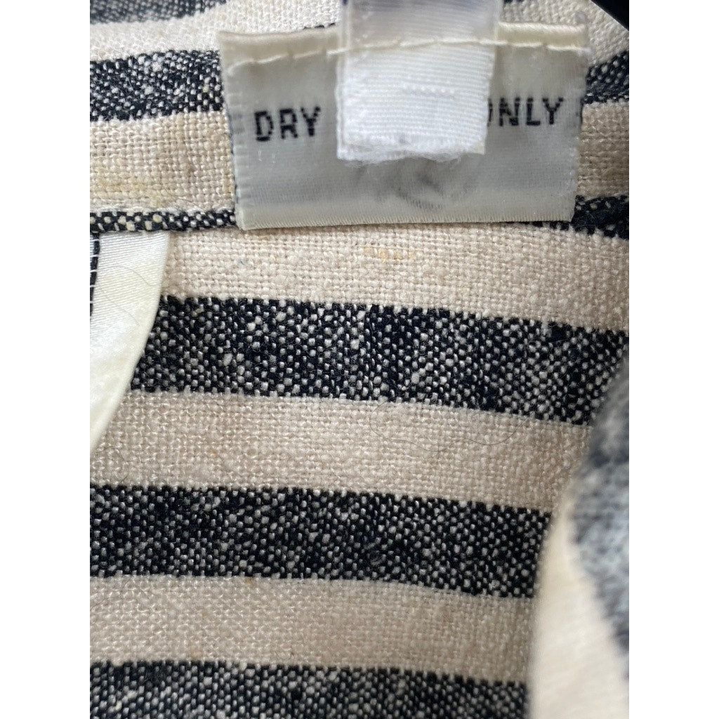 THE HE-RO GROUP Women's Vintage Black-Off White Striped Shirt Dress SZ 12