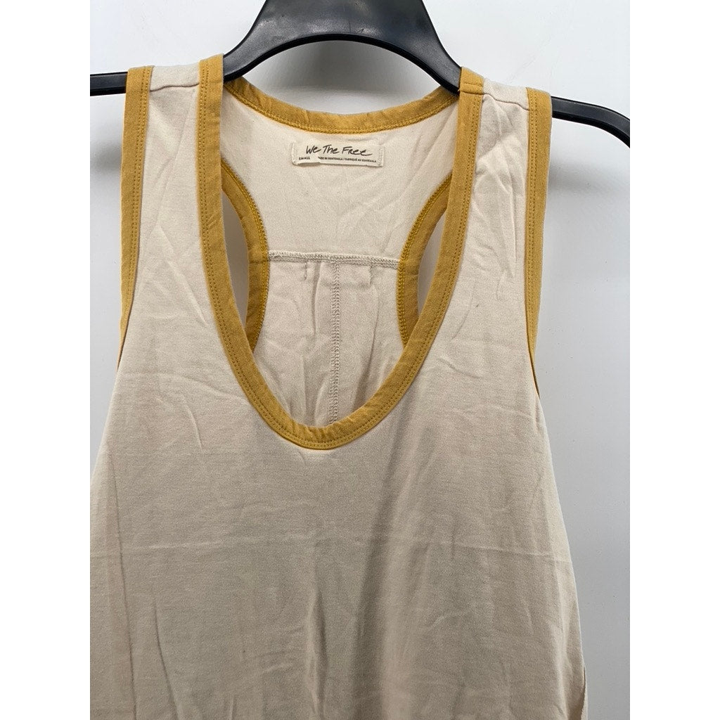 WE THE FREE Women's Beige-Yellow Scoop-Neck Racerback Reggi Tank Top SZ S