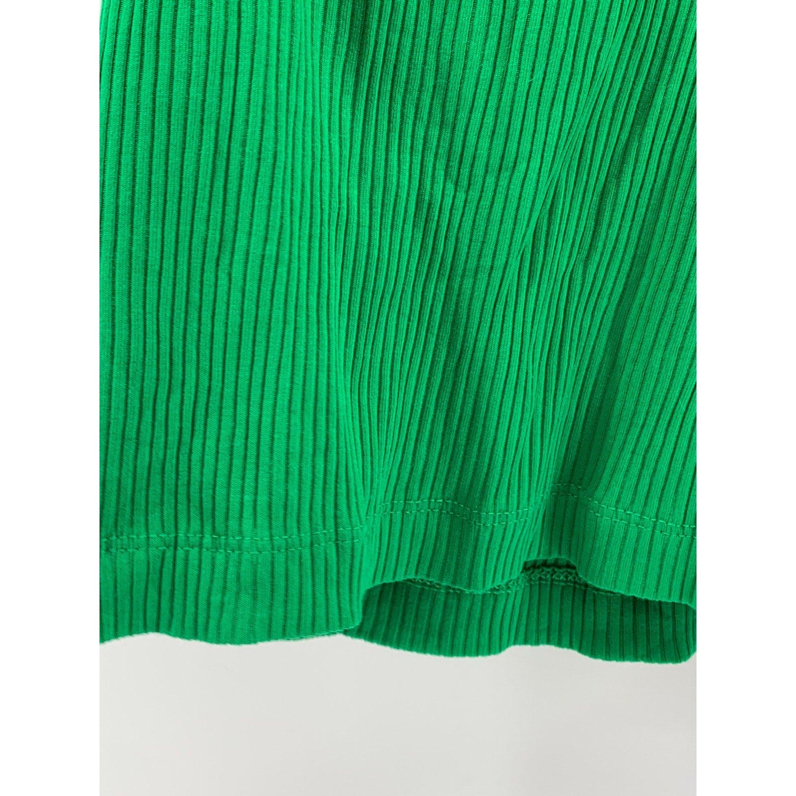 ZARA Women's Green Ribbed Scoop-Neck Spaghetti Strap Casual Tank Top SZ M