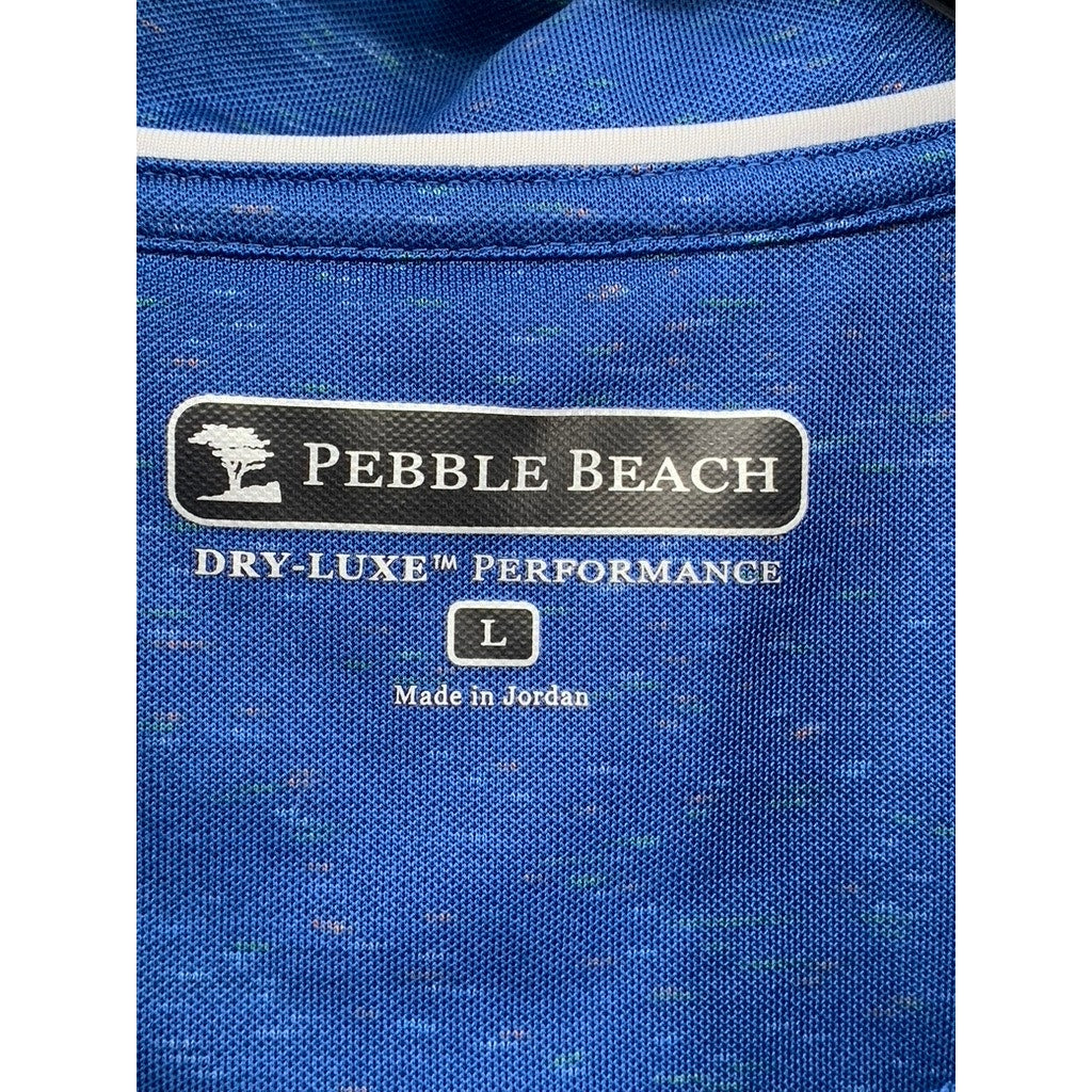 PEBBLE BEACH Men's Blue Embroidered Logo Polo Shirt SZ L