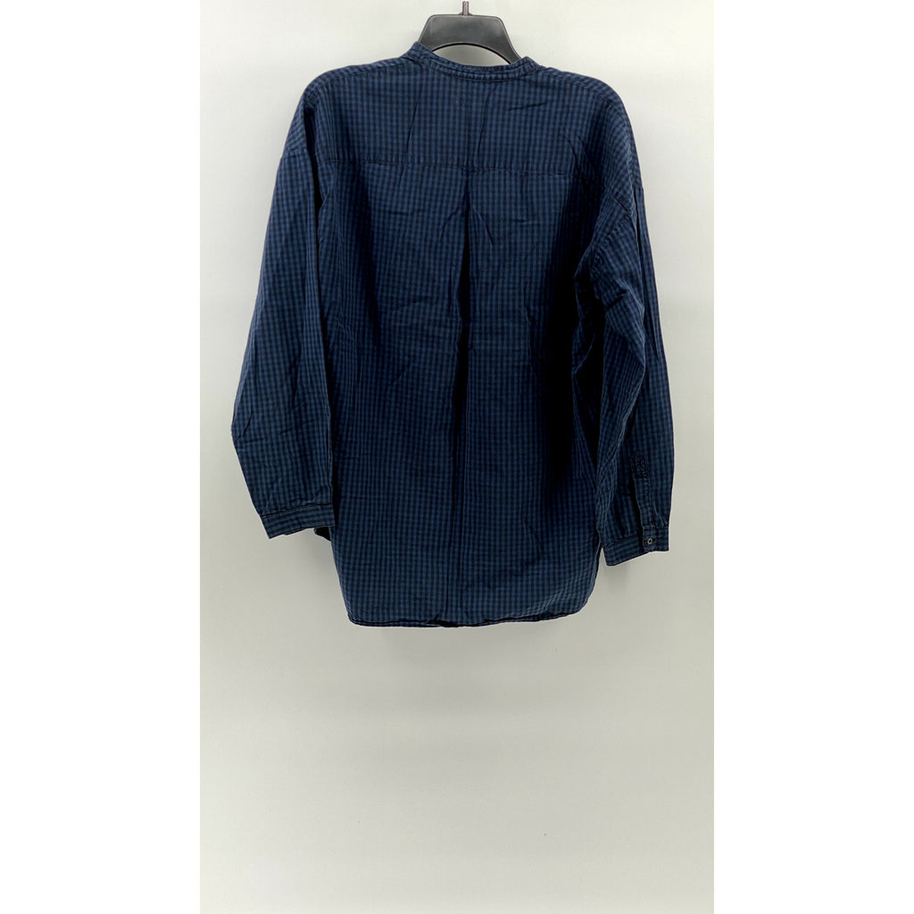 RAG & BONE/JEAN Women's Blue Gingham V-Neck Long Sleeve Classic Fit Blouse SZ M