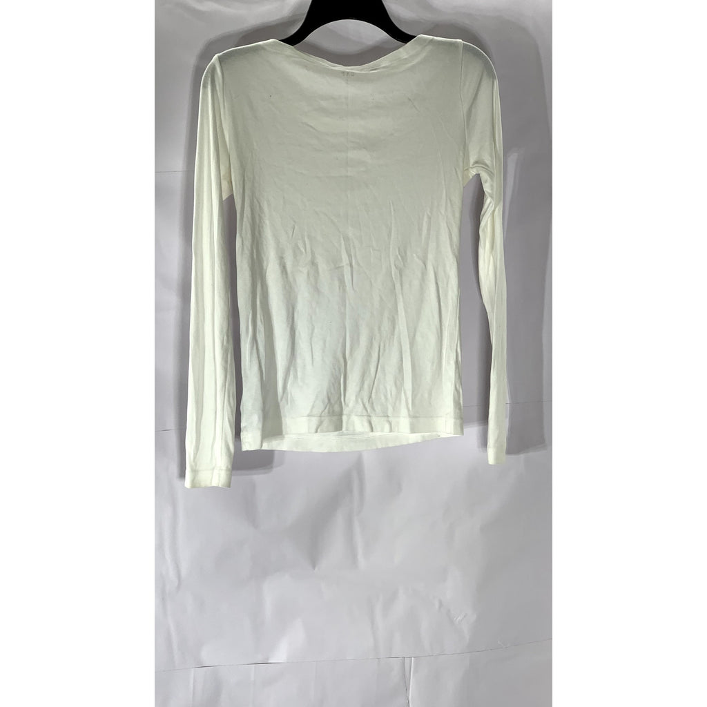 GAP Women's White Solid Boatneck Long Sleeve Favorite Tee SZ S
