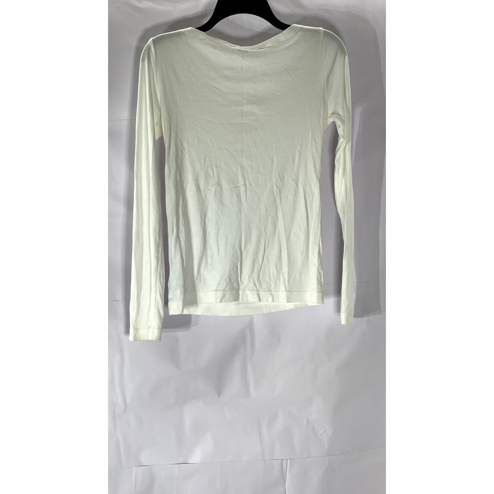 GAP Women's White Solid Boatneck Long Sleeve Favorite Tee SZ S