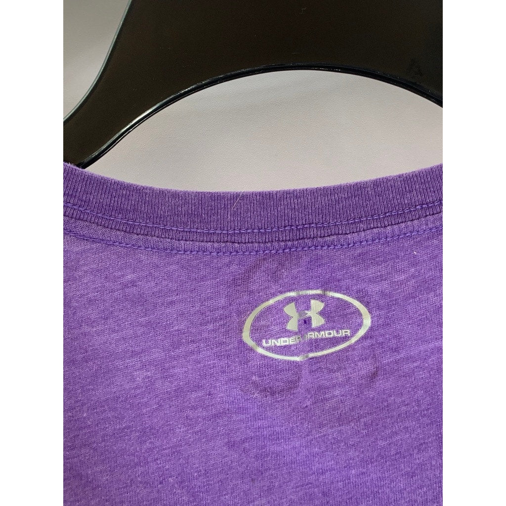 UNDER ARMOUR Women's Purple/Pink Loose HeatGear V-Neck Short Sleeve Top SZ M
