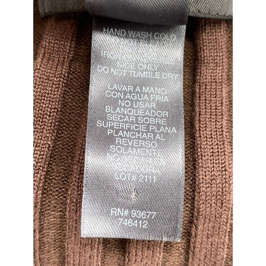 BISOU BISOU Women’s Brown Wide Rib Long Sleeve Half-Zip Sweater Top SZ XS