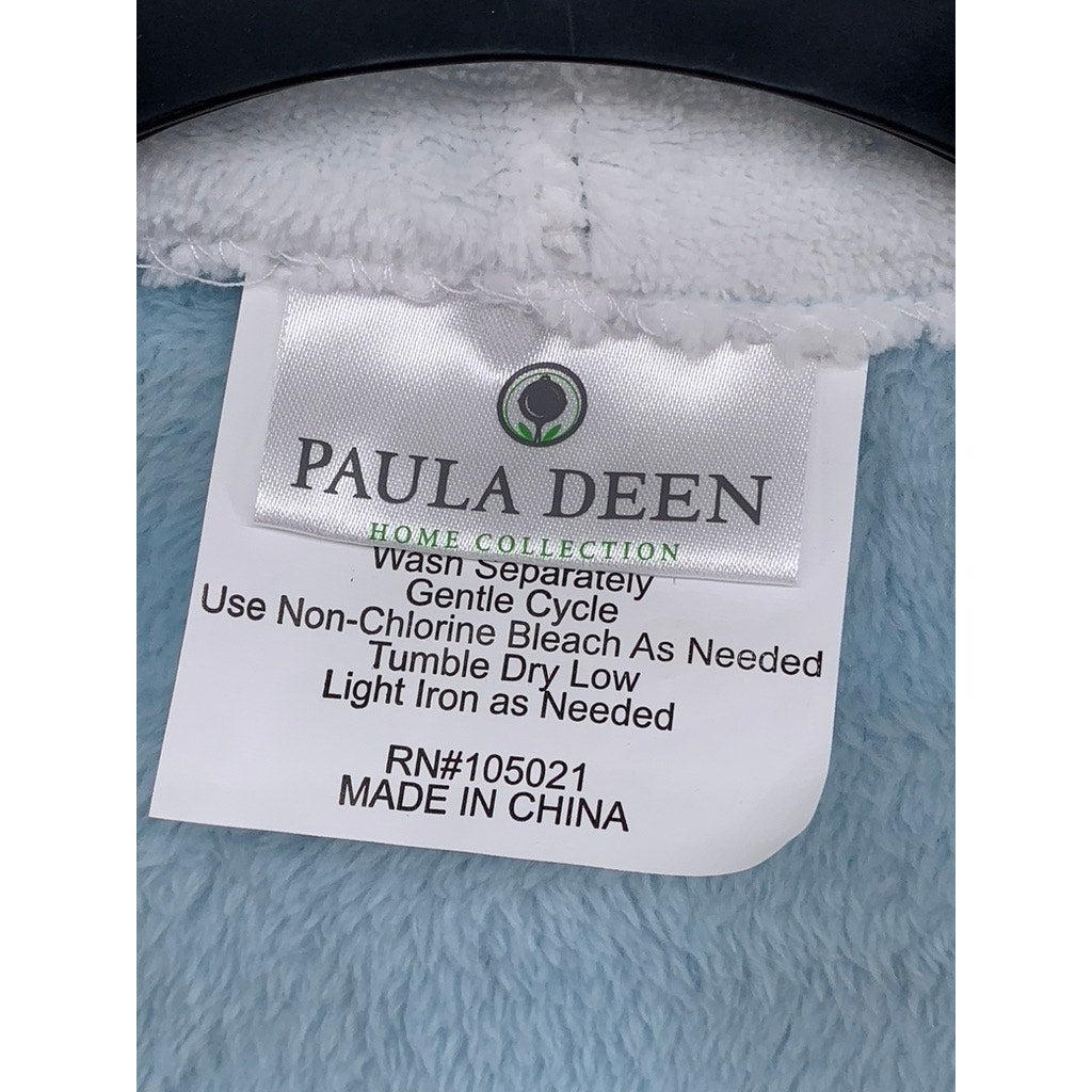 PAULA DEEN Women's Light Blue Wrap Hooded Soft Robe SZ S
