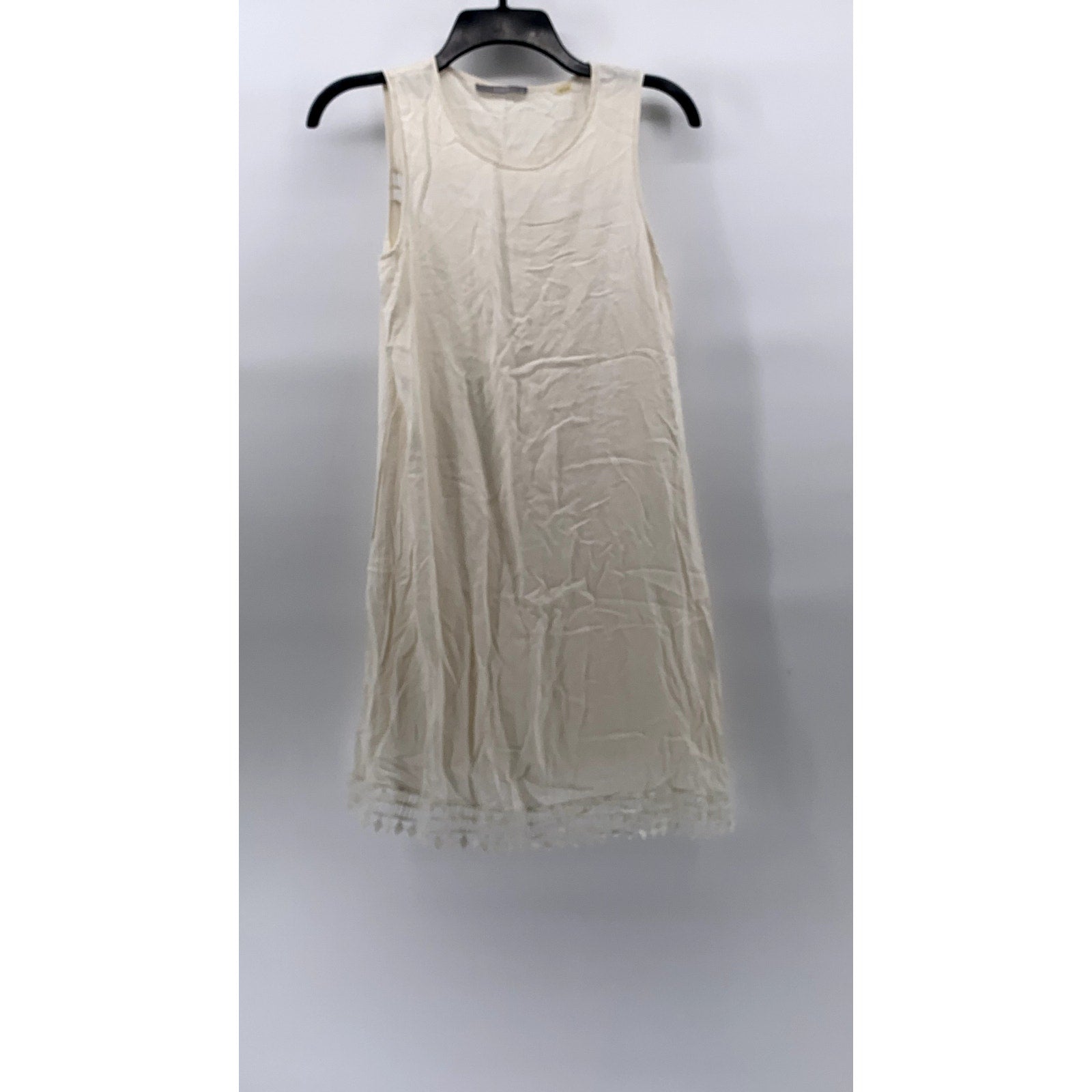 TART Women’s Beige Crewneck Lace-Trim Knee-Length Sleeveless A-Line Dress SZ XS