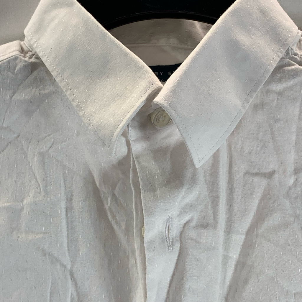 PERRY ELLIS Men's White Textured Dot Stretch Regular-Fit Button-Up Shirt SZ S