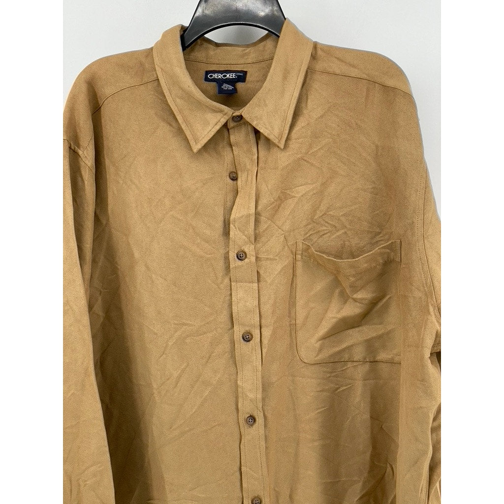 CHEROKEE BRAND Men's Camel Button Down SZ (2XL)