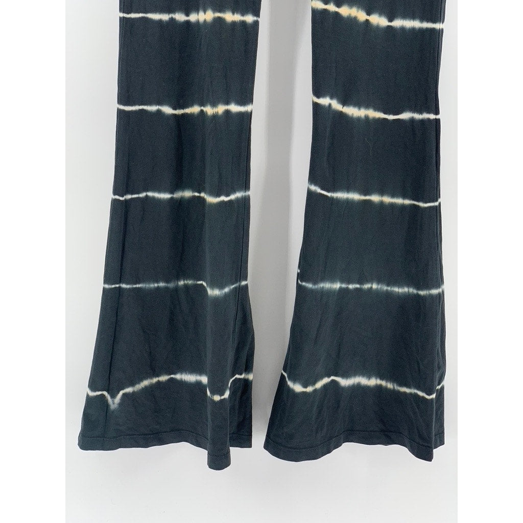 SUBDUED Women's Black Tie-Dyed Stripe High-Rise Flare Pull-On Pant SZ M