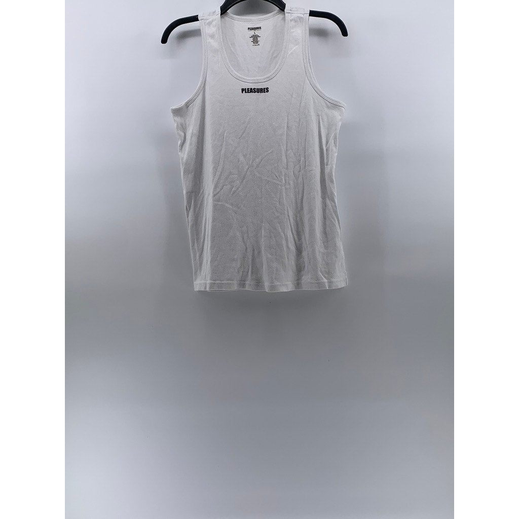 PLEASURES NOW Men's Scoop-Neck Logo Casual Regular-Fit Tank Top SZ L