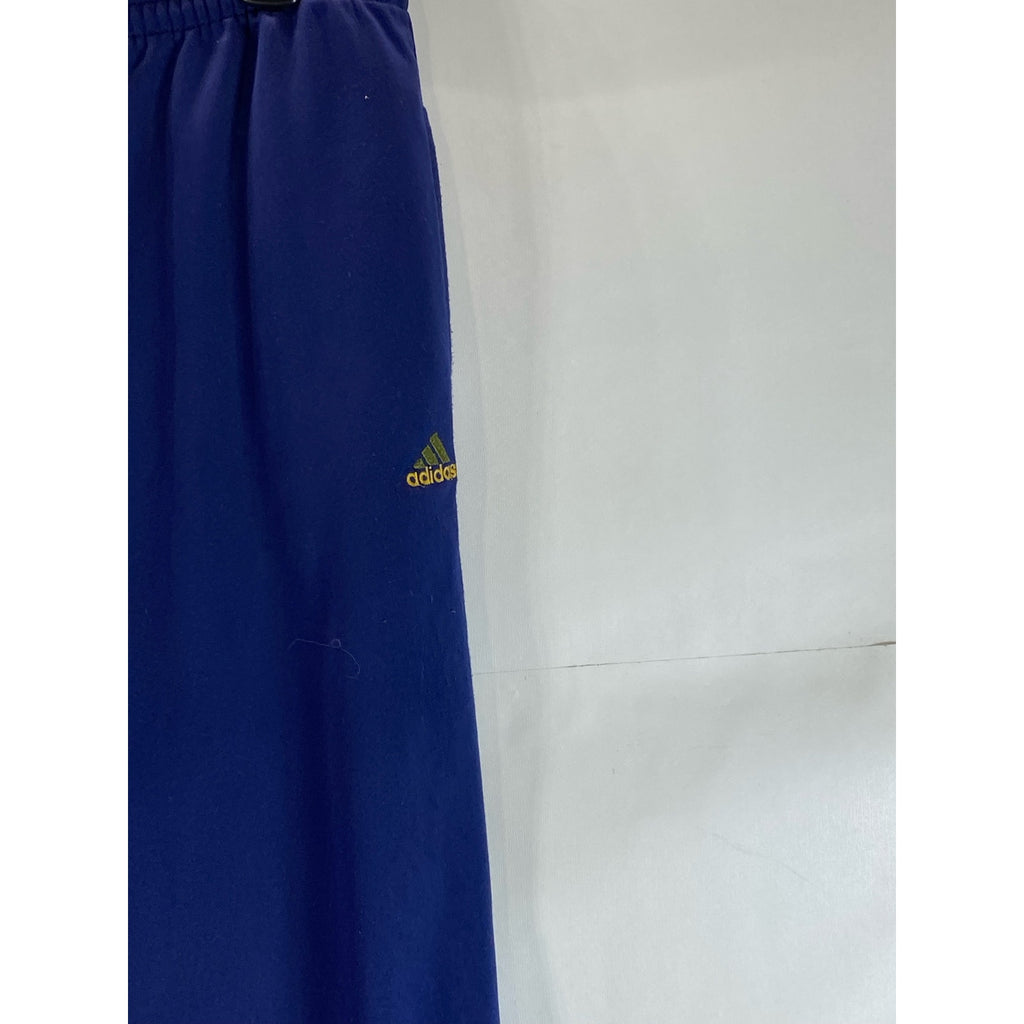 ADIDAS Youth Navy/Yellow 3-Stripe Hem Vintage  Pull-On Active Pants SZ XL