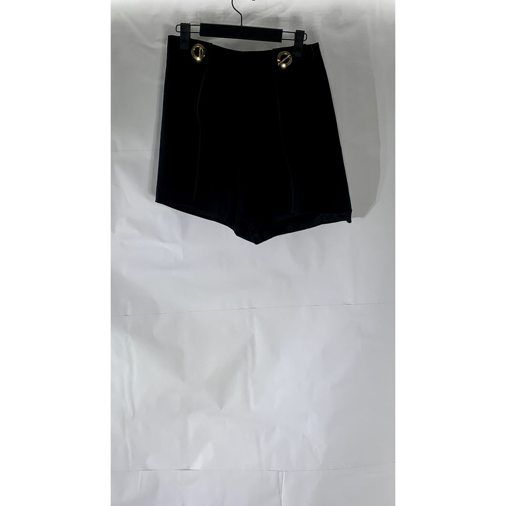 DEREK LAM 10 CROSBY Women's Black Solid Large Grommet-Detail Dress Shorts SZ 4
