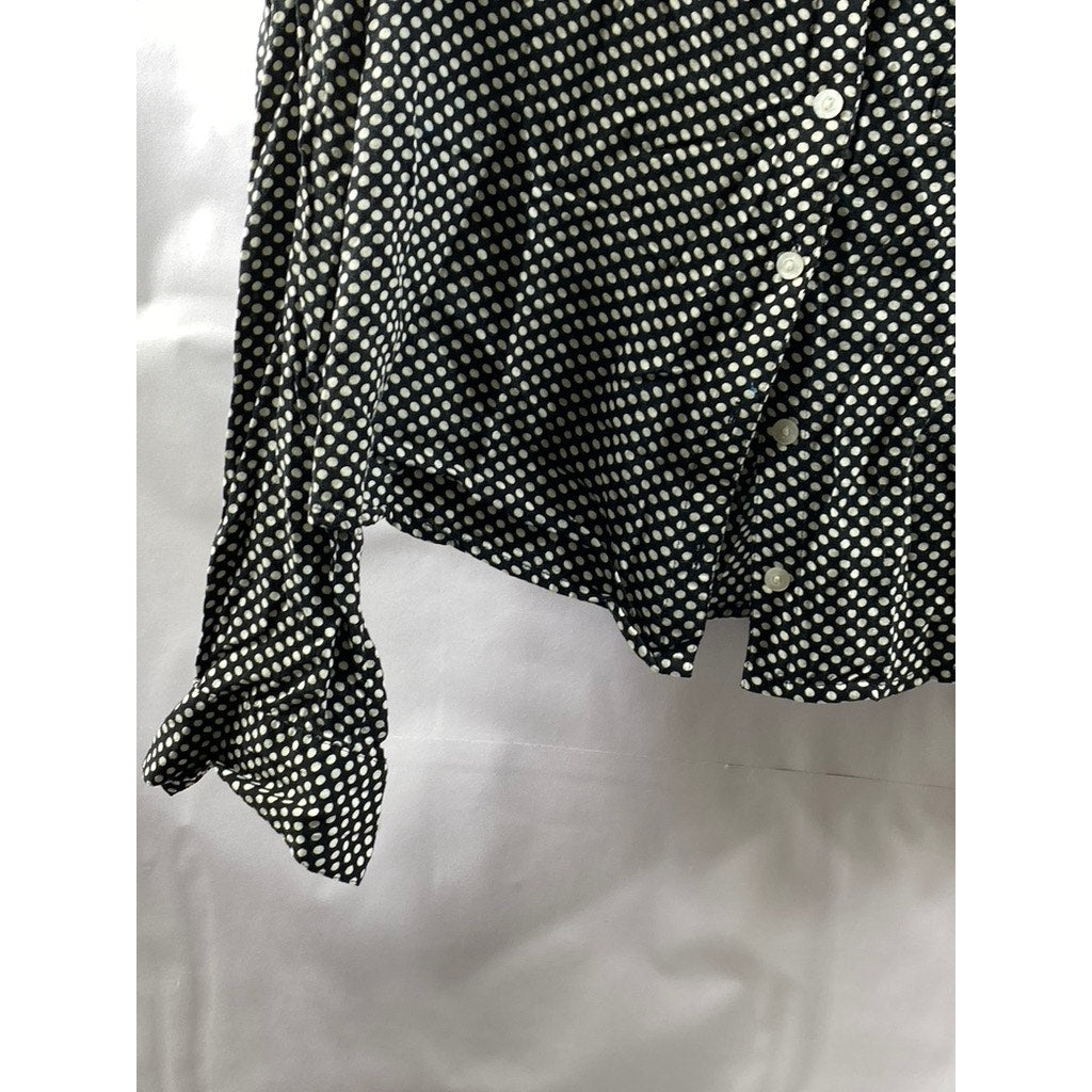 COOPERATIVE Women’s Black-White Polka Dot Long Sleeve Button-Up Top SZ XS