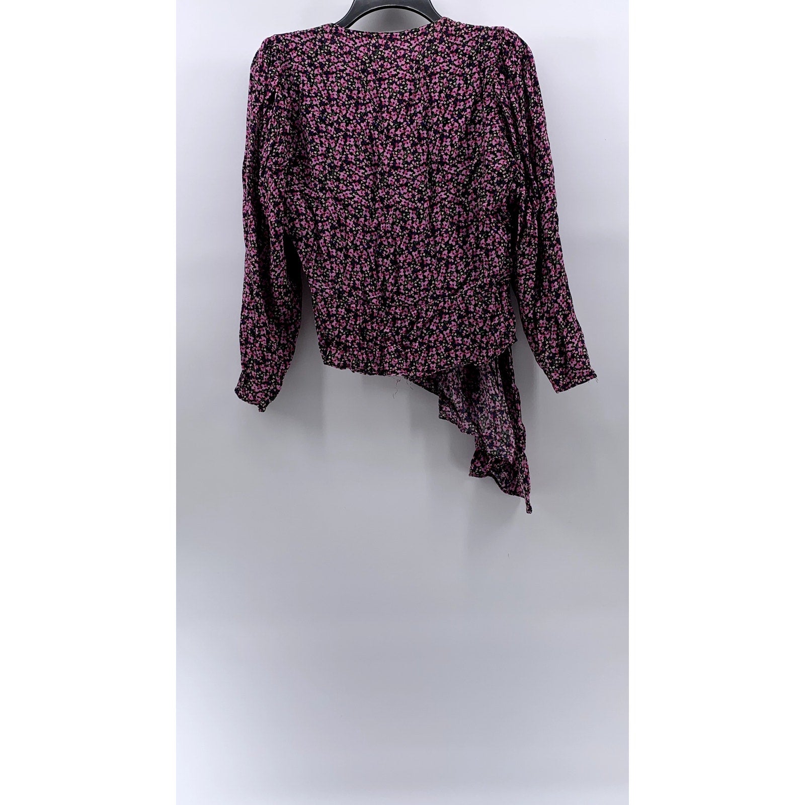 UNBRANDED Women's Pink Floral Print V-Neck Long Sleeve Top SZ M