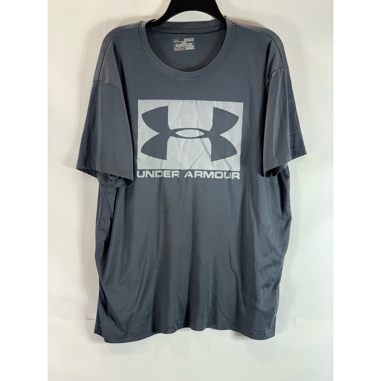 UNDER ARMOUR Men's Gray Crewneck Heatgear Loose-Fit Active T-Shirt SZ 2XL