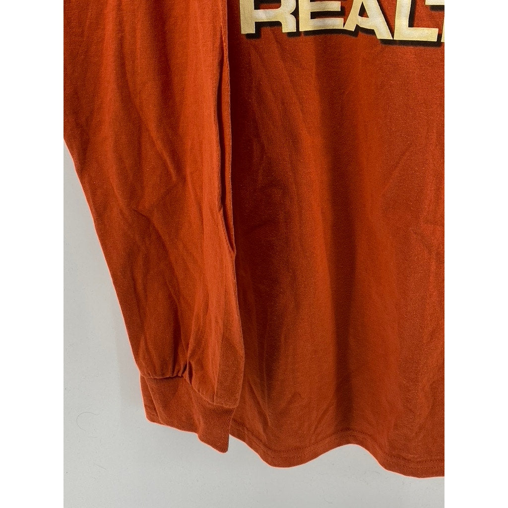 REALTREE Men's Orange Crewneck Graphic Logo Casual Long Sleeve T-Shirt SZ XL