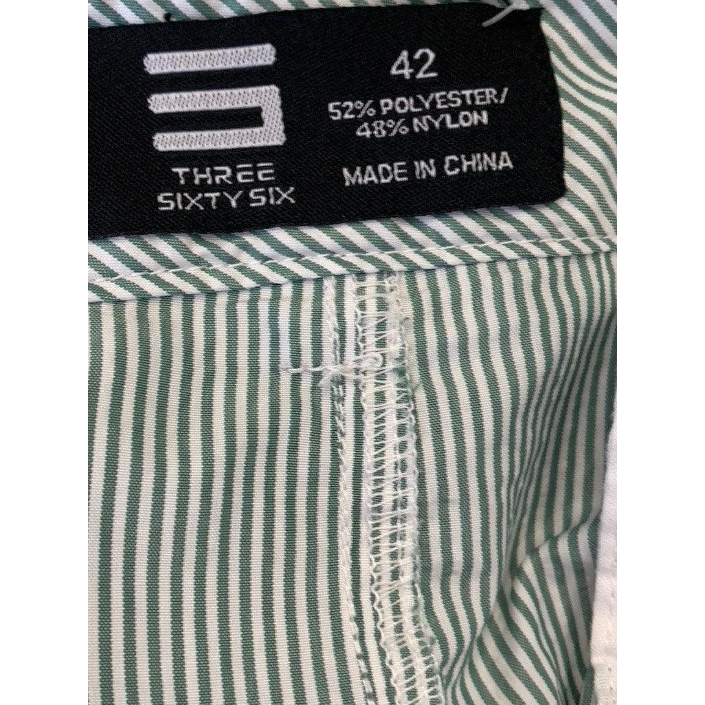 THREE SIXTY SIX Men's Green-White Striped Golf Shorts SZ 42