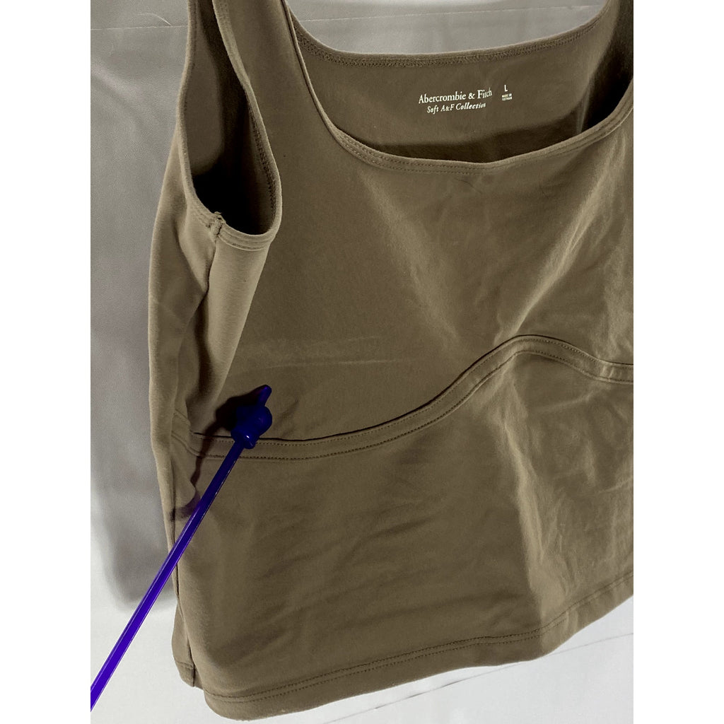 ABERCROMBIE & FITCH Women's Brown Straight-Neck Cropped Tank Top SZ L