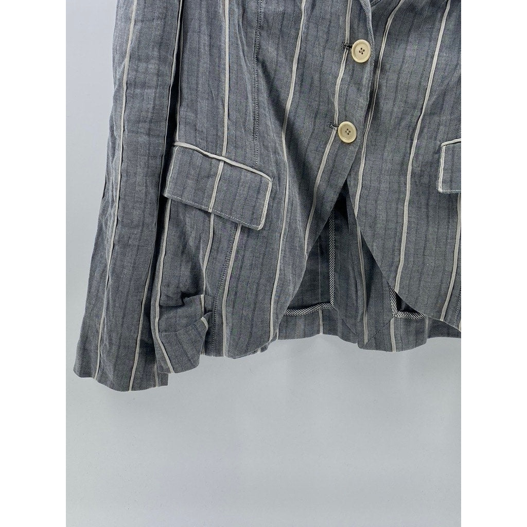 HIGH USE Women's Dark Gray Striped Two-Button Tie-Back Long Sleeve Blazer SZ 30