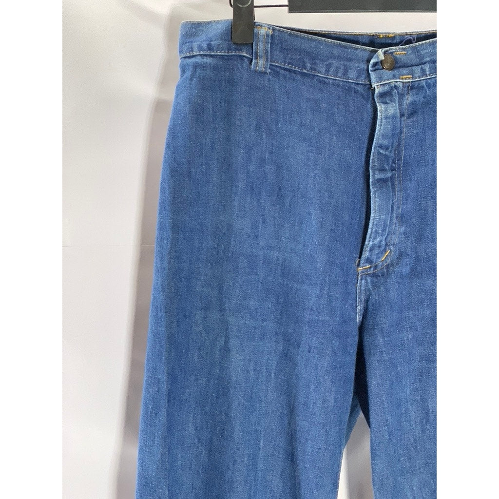 UNBRANDED Women's Blue Wide-Leg Straight Denim Jeans SZ 14