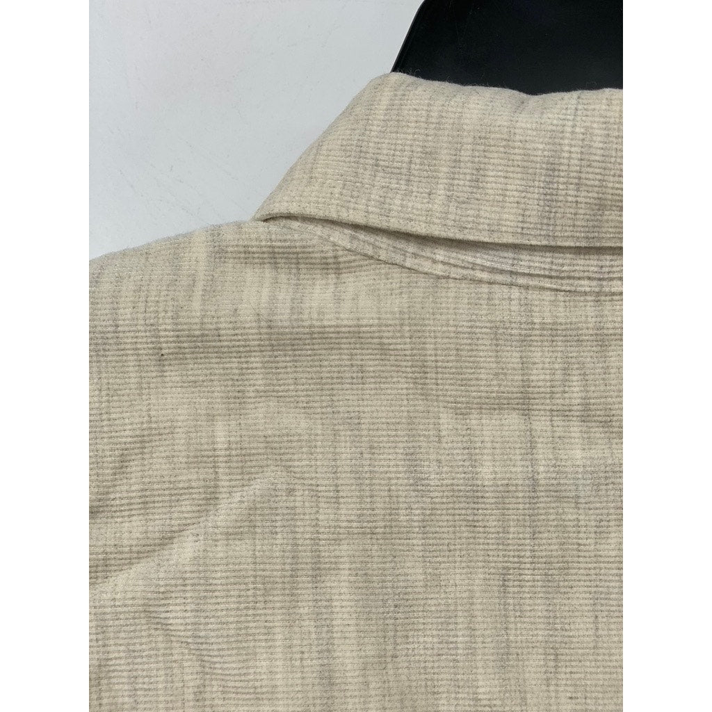 TRADER BAY Men's Beige Regular-Fit Button-up Long Sleeve Shirt SZ L