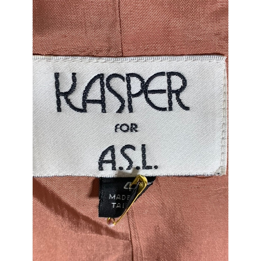KASPER FOR ASL Women's Vintage Green/Brown Plaid Double Breast Blazer SZ 4