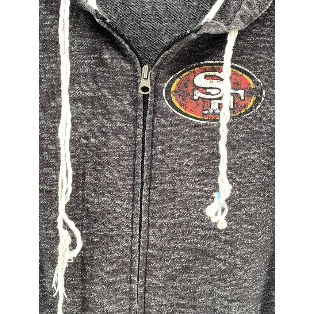 MAJESTIC Men's Charcoal Gray Zip-Up San Francisco 49ers Sweater SZ L