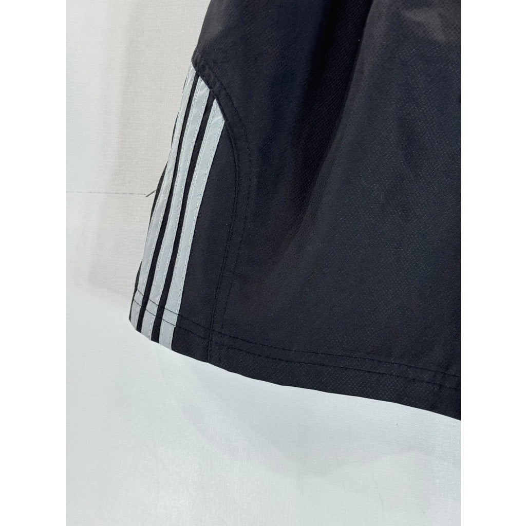 ADIDAS Men's Black/White Vintage Reflective Logo Elastic Active Shorts SZ M