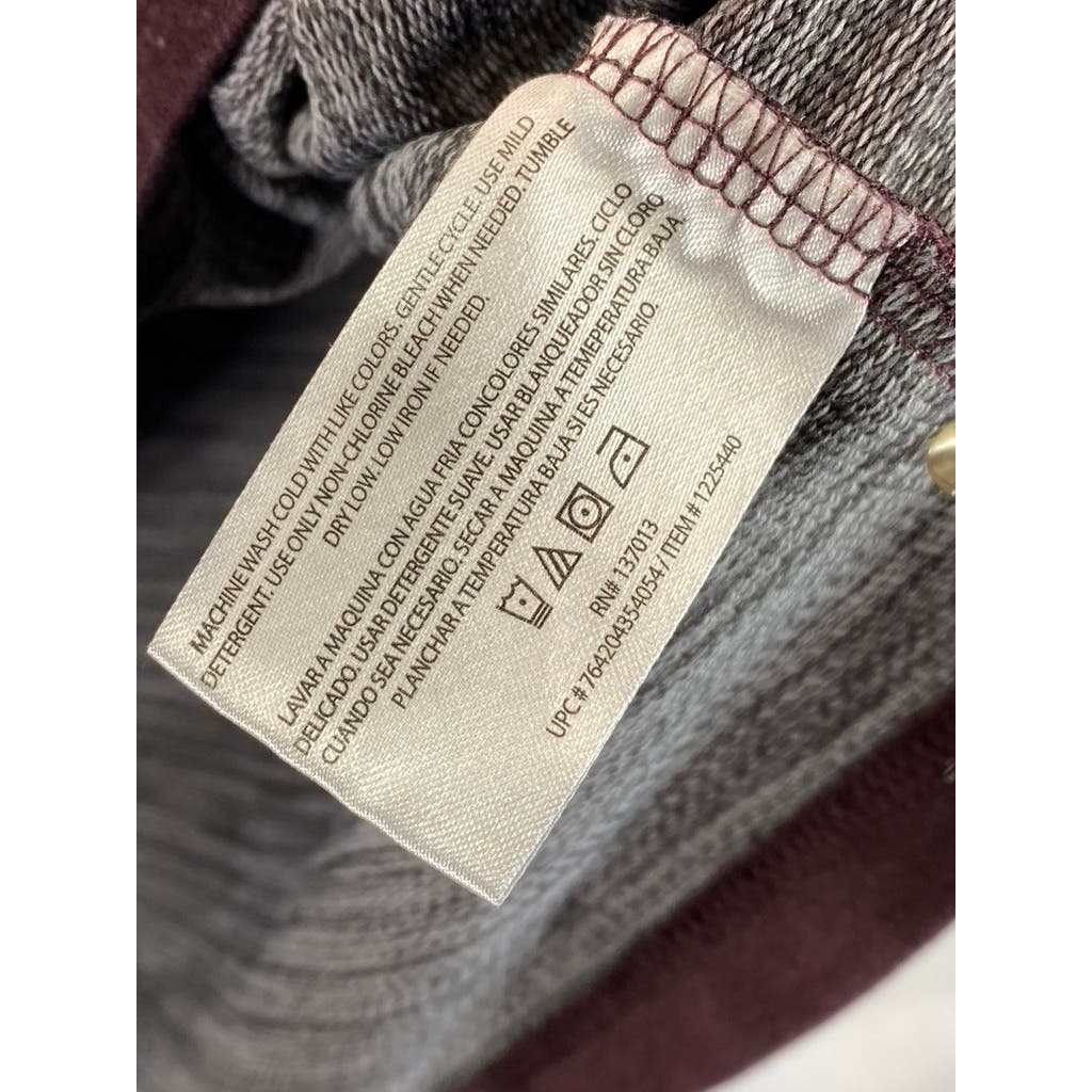 ORVIS Men's Burgundy/Black Crewneck Colorblock Raglan Long Sleeve T-Shirt SZ L