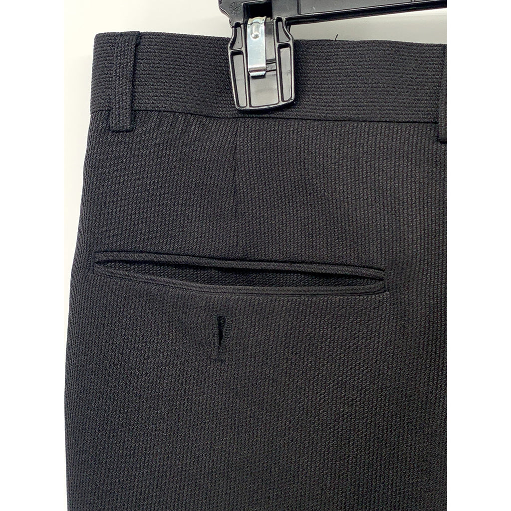 UNBRANDED Men's Black Solid Pleated Straight-Leg Cuffed Dress Pants SZ 33-34R