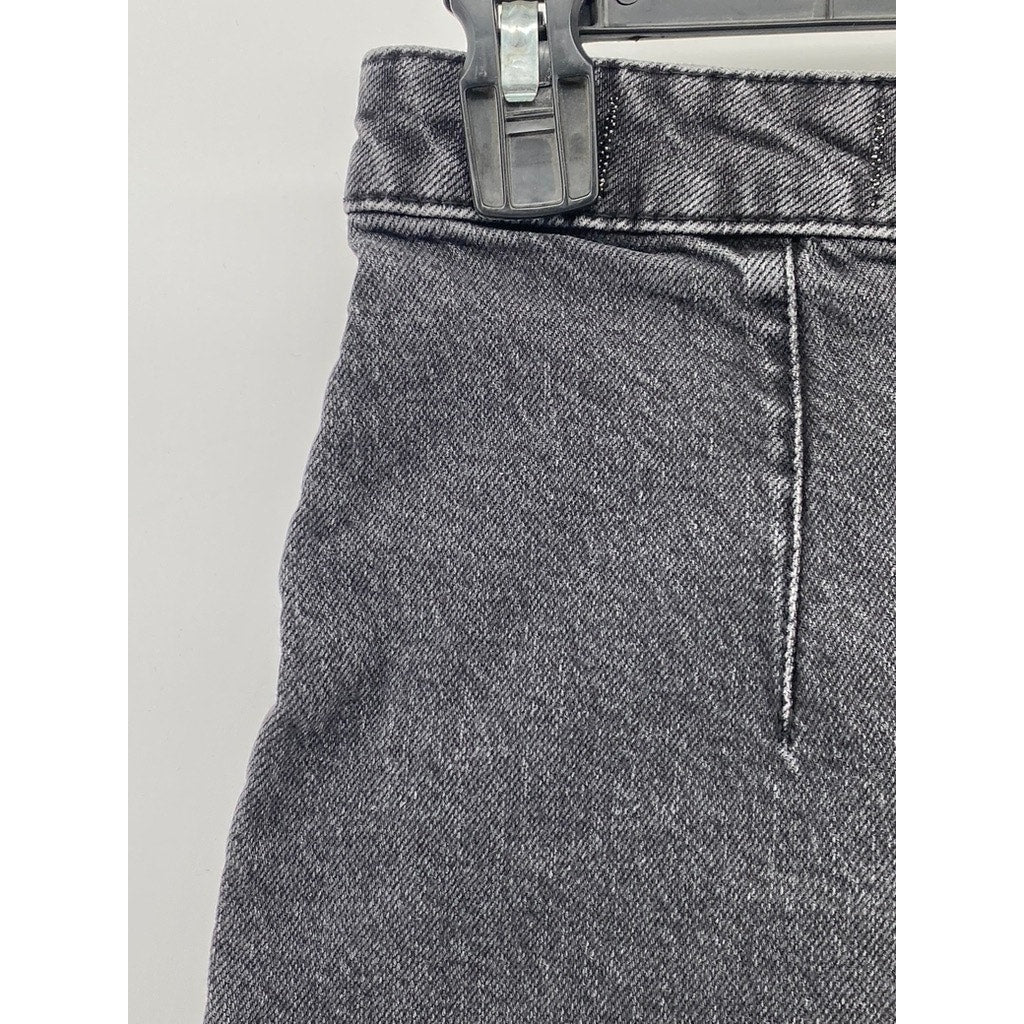 WE THE FREE Women's Washed Black Denim A-Line Zipper-Hem Mini Skirt SZ 4