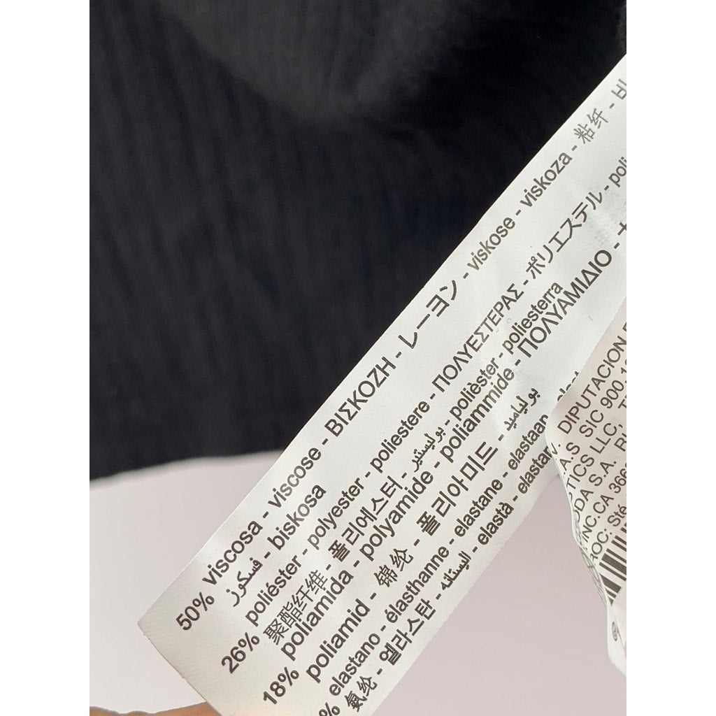 ZARA Women's Black Ribbed Mock-Neck Elbow Sleeve Top SZ M