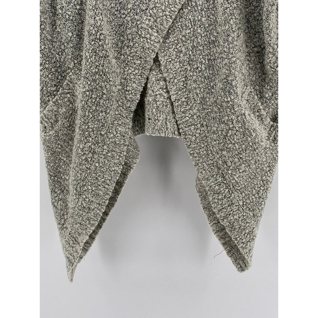 RDI Women's Gray Marled Cowl-Neck Asymmetrical Poncho SZ L