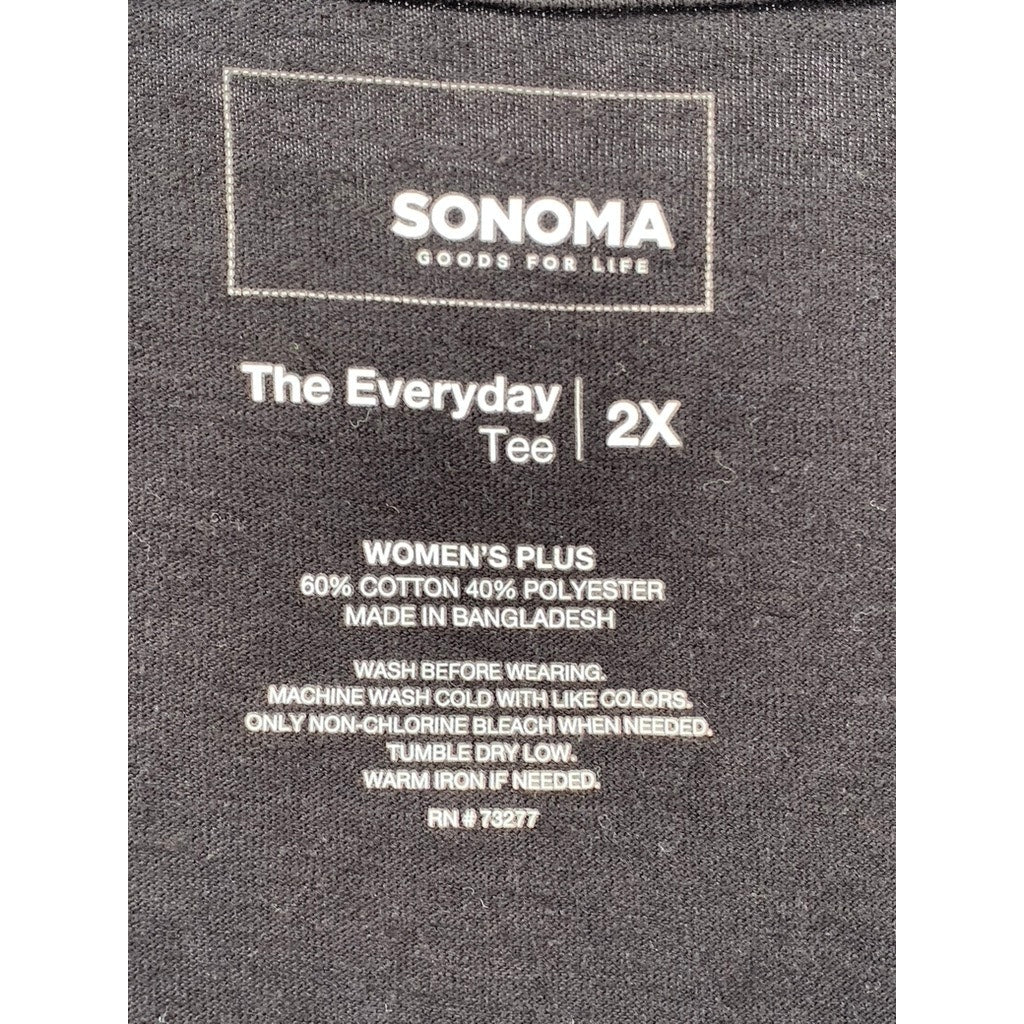 SONOMA GOODS FOR LIFE Women's Plus Black V-Neck Everyday Tee SZ 2X