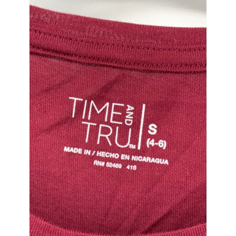 TIME & TRU Women’s Burgundy Long Sleeve Top SZ S