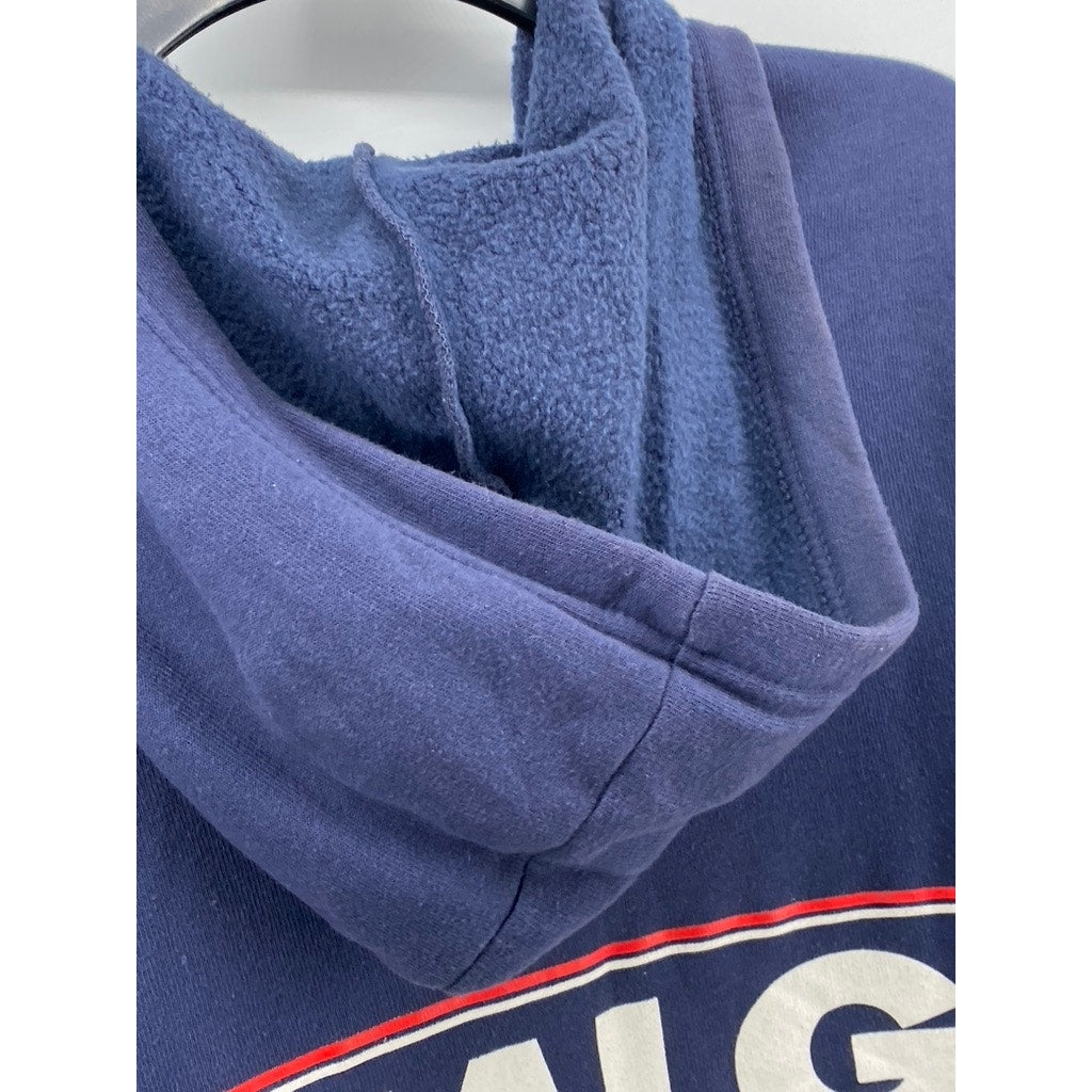 BELLA + CANVAS Women's Navy Blue MLG Baseball Zip-Up Hooded Sweatshirt SZ L