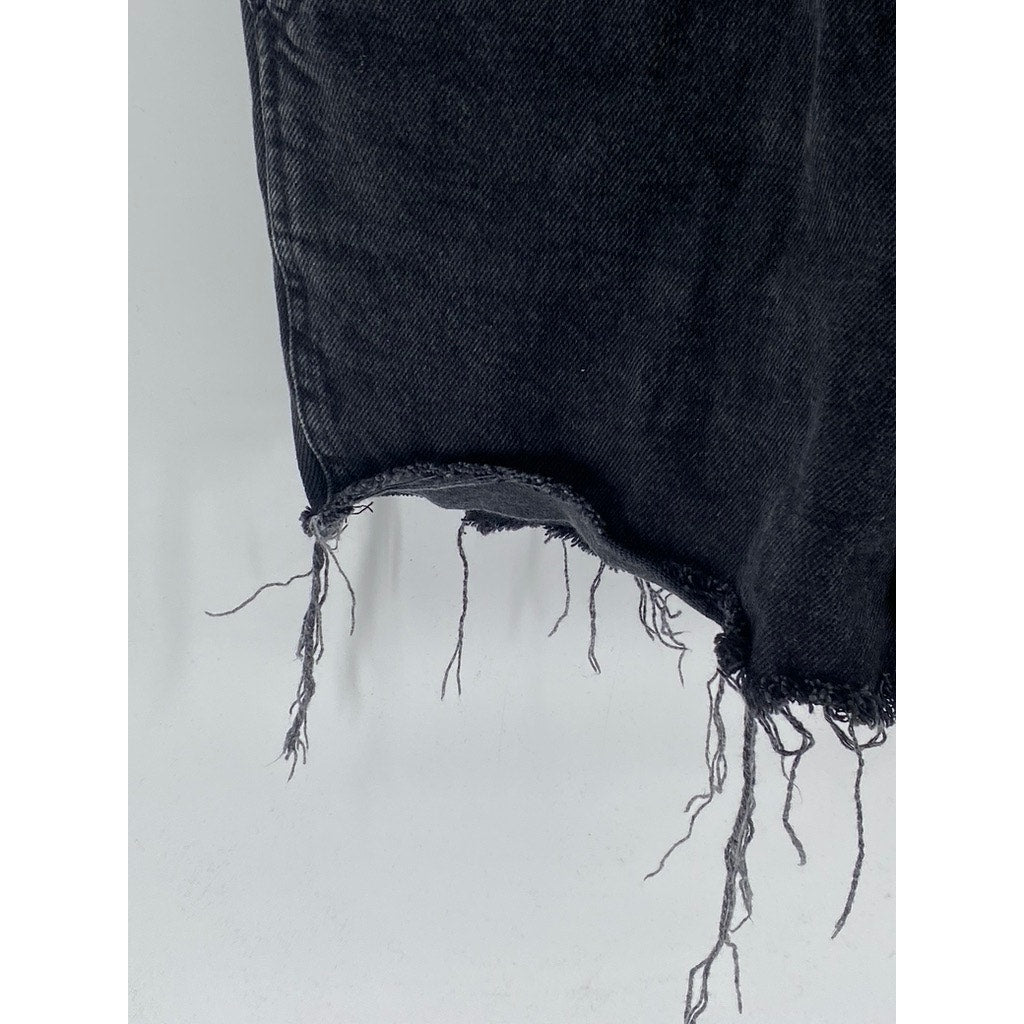 TOPSHOP MOTO Women’s Black Denim Raw-Hem Short Overalls SZ 10