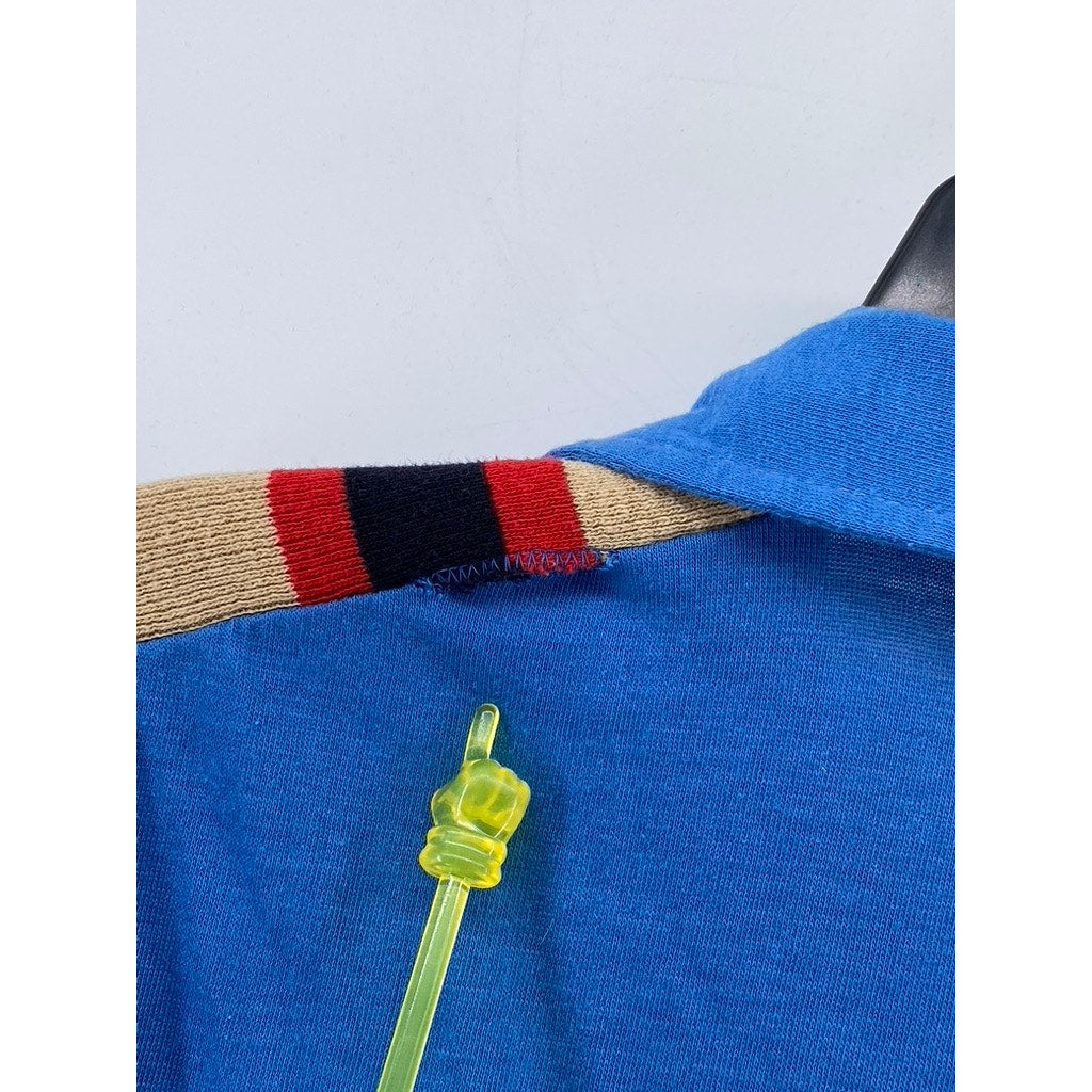 TEN WEST Men's Blue Short Sleeve Regular-Fit Stripe Polo Shirt SZ L