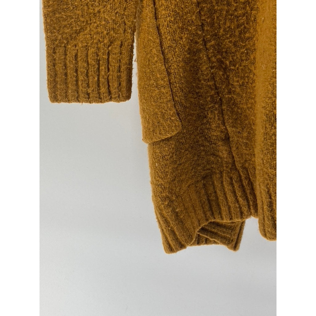 FOREVER 21 Women's Mustard Yellow Knit Wool-Blend Open-Front Cardigan SZ S