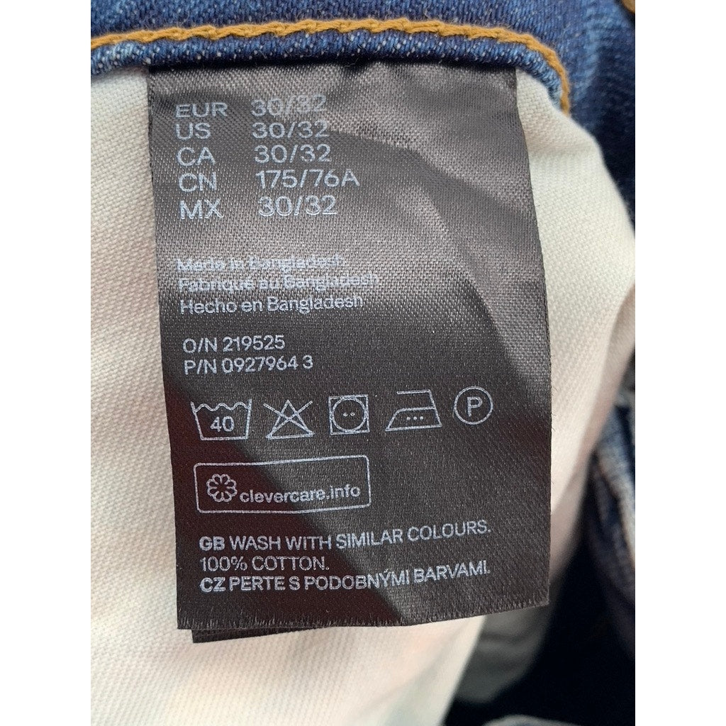 & DENIM Men's Blue Denim Regular-Fit Tapered Cropped Jeans SZ 30X32