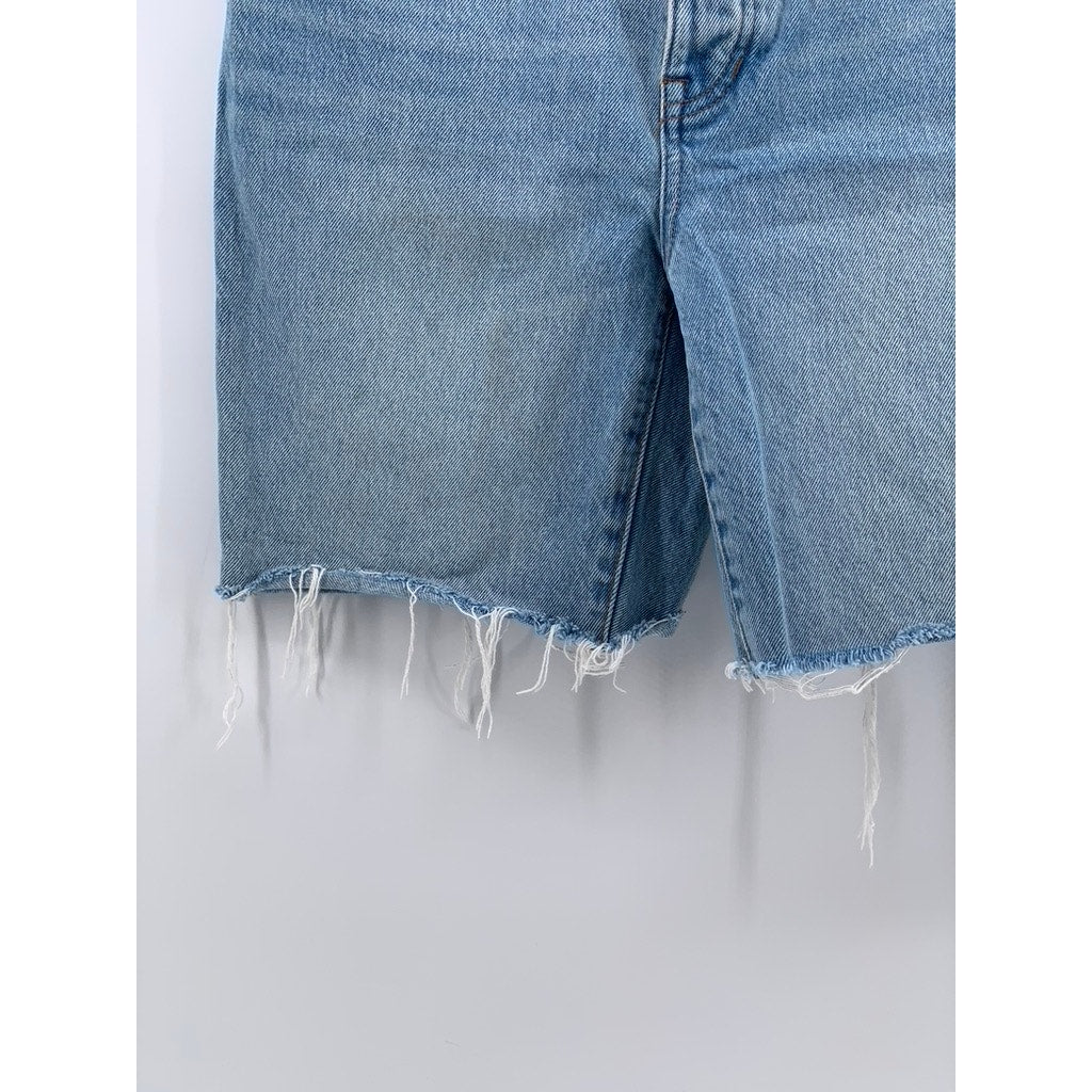 MADEWELL Women's Blue Denim Frayed Baggy Bermuda Shorts SZ 23