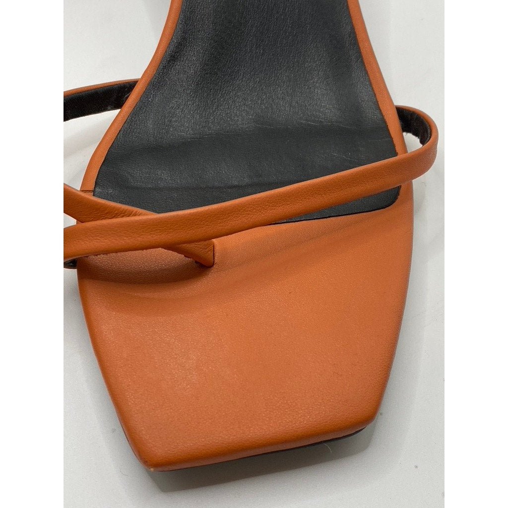 SENSO Women's Orange Leather Jamu Toe-Ring Ankle Strap Heel Sandals SZ 40(US9.5)