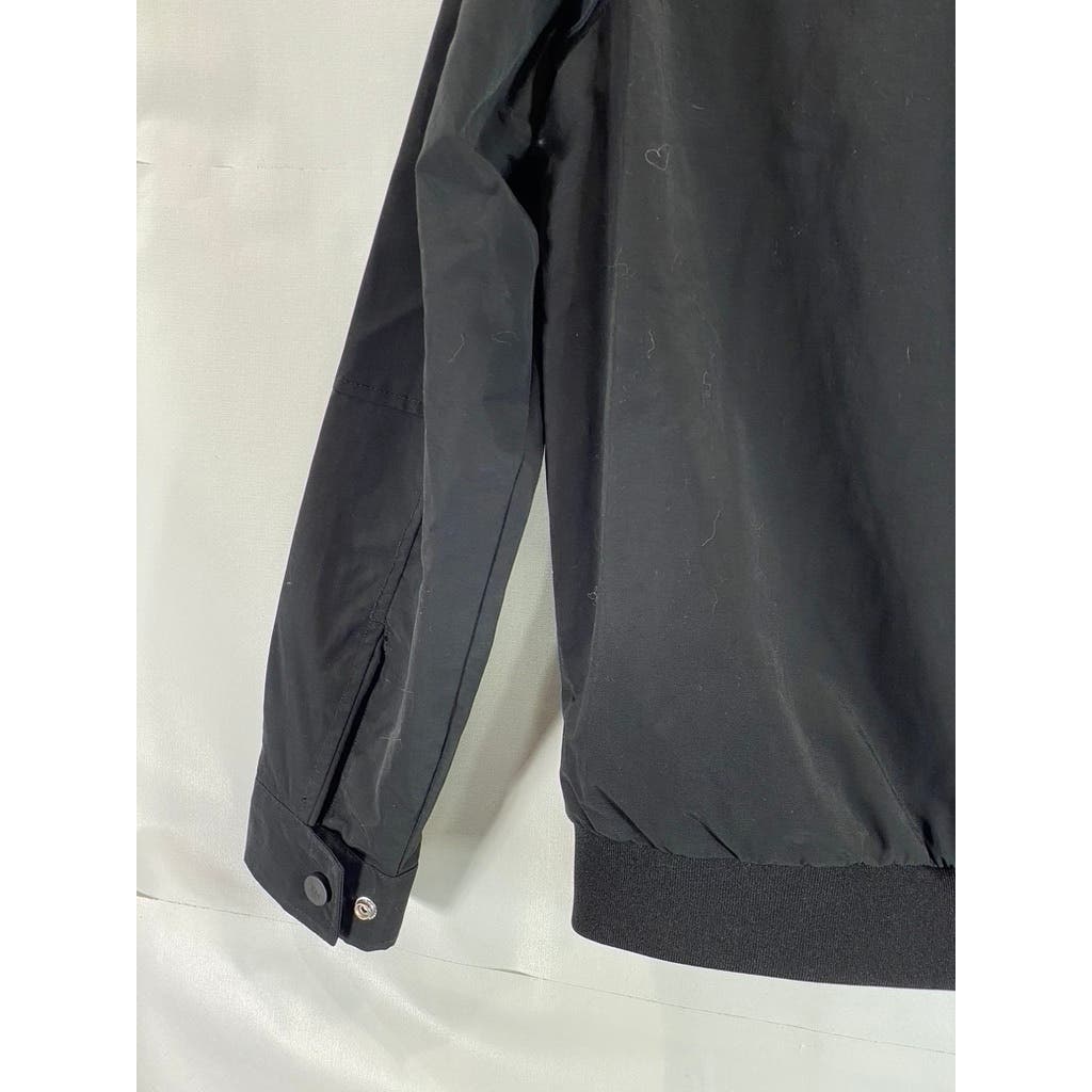 TOMMY HILFIGER Men's Black Solid Yacht Zip-Up Packable Hood Jacket SZ XS