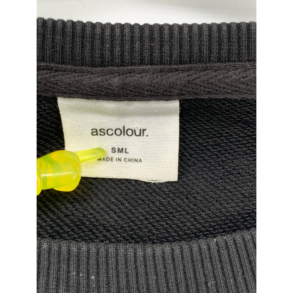 ASCOLOUR Men's Black Crewneck Embroidered Antler Classic Pullover Sweatshirt SZS