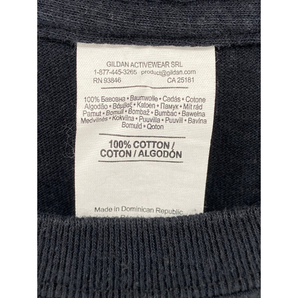 GILDAN Men’s Black Square Graphic Crewneck Casual Short Sleeve T-Shirt SZ L